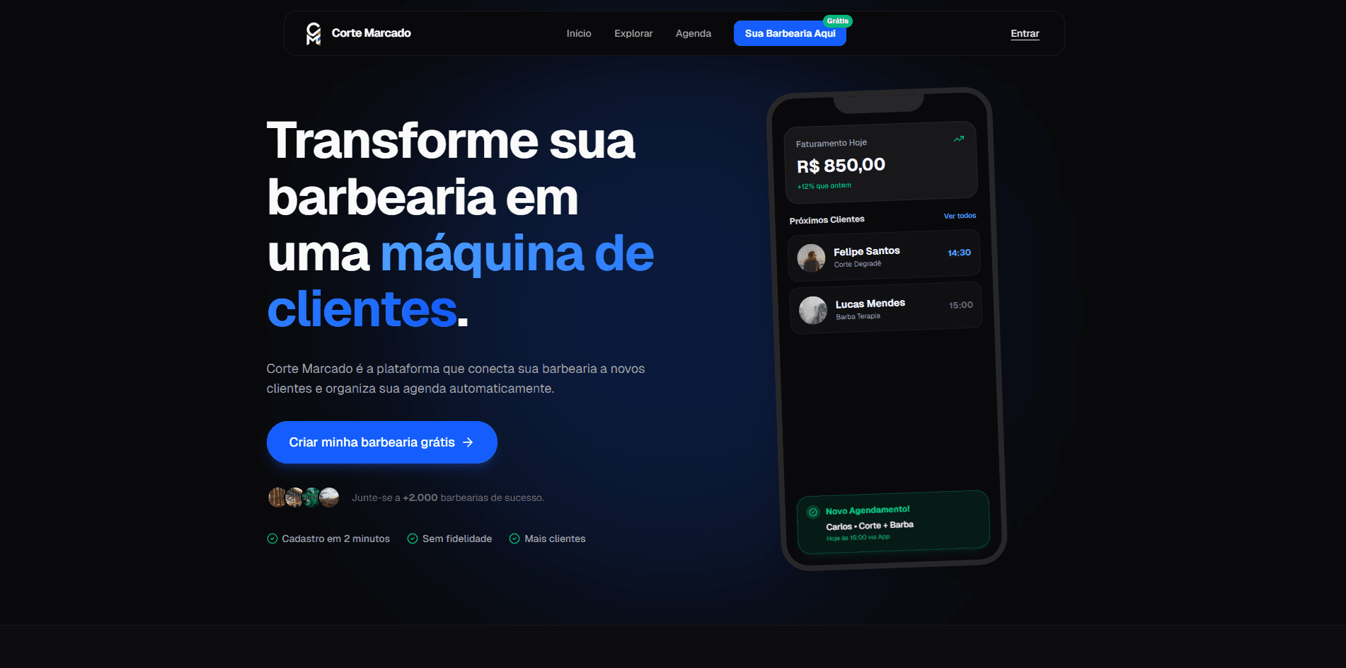 Corte Marcado: tela 1 de 2